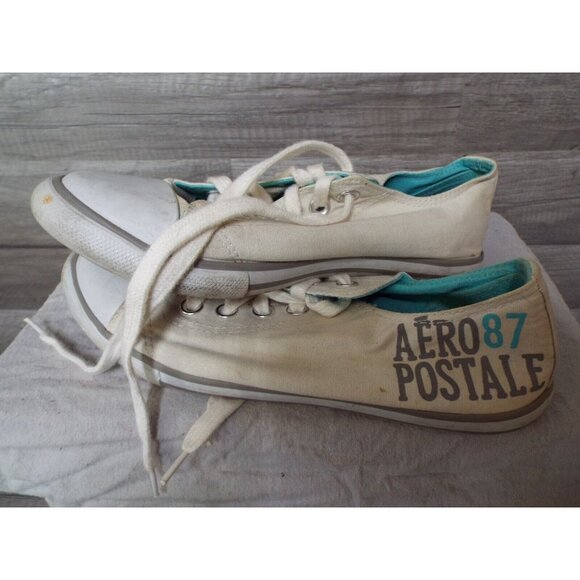 Aeropostale 87 Tennis Shoe - White & Teal - Low Cut Style - Pre owned - Picture 2 of 9